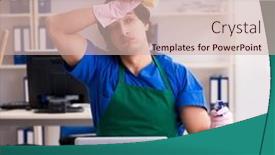  Presentation with professional - PPT layouts enhanced with male-handsome-professional-cleaner-working background and a  colored foreground