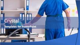  Presentation with professional - Presentation with male-handsome-professional-cleaner-working background and a  colored foreground