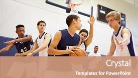  Presentation with high school - Presentation design with male high school basketball team background and a coral colored foreground