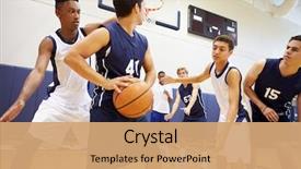  Presentation with high school - Presentation consisting of male high school basketball team background and a coral colored foreground