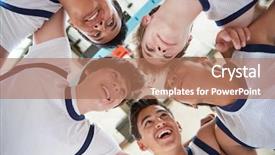  Presentation with basketball players - Colorful presentation theme enhanced with male high school basketball backdrop and a coral colored foreground