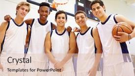  Presentation with high school - Colorful slide set enhanced with male high school basketball backdrop and a lemonade colored foreground