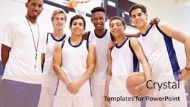  Presentation with high school - Presentation design consisting of male high school basketball background and a lemonade colored foreground