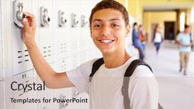  Presentation with high-school - Colorful presentation theme enhanced with male high school student opening backdrop and a soft green colored foreground