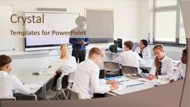  Presentation with high school - Beautiful slide set featuring male high school teacher standing backdrop and a lemonade colored foreground