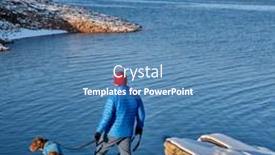  Presentation with rocky shore - Slide set enhanced with male-hiker-is-walikng background and a teal colored foreground