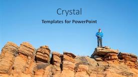  Presentation with sandstone - PPT theme consisting of male-hiker-on-a-sandstone background and a light blue colored foreground