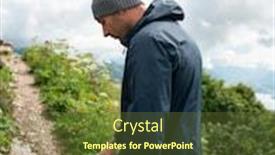  Presentation with pathway - PPT theme featuring male-hiker-packing-his-backpack background and a tawny brown colored foreground