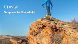  Presentation with trekking - PPT theme with male-hiker-with-trekking-poles background and a teal colored foreground