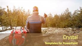  Presentation with pause - PPT theme enhanced with male hikers at pause background and a  colored foreground