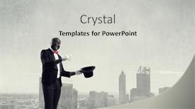  Presentation with illusionist - Slide set having male-illusionist-performing-tricks-mixed background and a light gray colored foreground