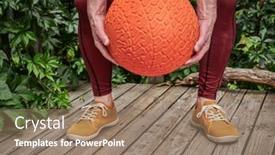  Presentation with gym ball - Presentation design consisting of male-in-compression-pants background and a coral colored foreground