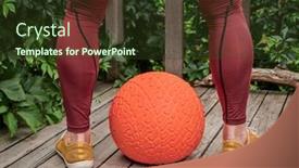 Presentation with gym ball - Theme featuring male-in-compression-pants background and a tawny brown colored foreground