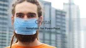  Presentation with bacteria - Audience pleasing presentation theme consisting of male-in-mask-for-protection backdrop and a light blue colored foreground