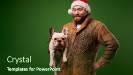  Presentation with hat - Colorful presentation theme enhanced with male-in-santa-hat backdrop and a tawny brown colored foreground