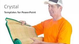  Presentation with picnic - Colorful theme enhanced with male-in-white-cap backdrop and a white colored foreground