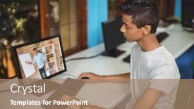  Presentation with distance learning - Slide deck featuring male-indian-student-having background and a coral colored foreground