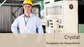  Presentation with electrical engineer - Slides having male industiral engineer portrait background and a lemonade colored foreground