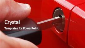  Presentation with key account management - Colorful slides enhanced with male inserting key into car backdrop and a tawny brown colored foreground