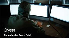  Presentation with hacker - Beautiful slides featuring male-internet-hacker-in-hood backdrop and a black colored foreground