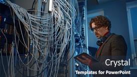  Presentation with diagnosis - PPT layouts having male-it-technical-specialist-makes background and a ocean colored foreground