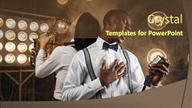  Presentation with jazz - PPT layouts featuring male-jazz-performer-and-female background and a tawny brown colored foreground