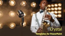  Presentation with jazz - Slides featuring male-jazz-performer-plays background and a tawny brown colored foreground