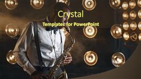 Presentation with stage - Cool new presentation design with male jazzman plays the saxophone backdrop and a tawny brown colored foreground