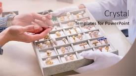  Presentation with female male symbol - Beautiful presentation design featuring male-jeweler-and-female-client backdrop and a lemonade colored foreground