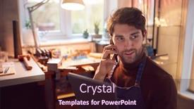  Presentation with phone - Cool new presentation design with male-jeweller-making-phone-call backdrop and a wine colored foreground