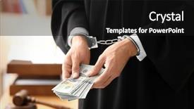  Presentation with bribe - Beautiful presentation featuring male judge in handcuffs holding backdrop and a black colored foreground