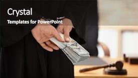  Presentation with bribe - Audience pleasing presentation theme consisting of male judge in handcuffs holding backdrop and a black colored foreground