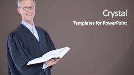  Presentation with book wide open - PPT theme featuring male judge with open book background and a gray colored foreground