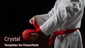  Presentation with karate - Presentation theme having male-karate-fighter-having-red background and a wine colored foreground