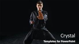  Presentation with black - Presentation design enhanced with male-karateka-fighter-practice background and a black colored foreground