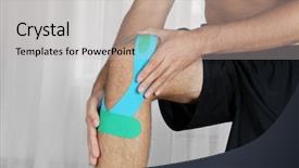  Presentation with knee dislocation - Presentation design enhanced with male knee with applied physio background and a light gray colored foreground