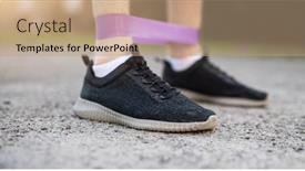  Presentation with rubber gloves doctor puts - Cool new slide set with male-legs-in-trainers backdrop and a coral colored foreground