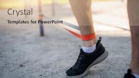  Presentation with rubber - Presentation theme featuring male-legs-training-with-elastic background and a lemonade colored foreground