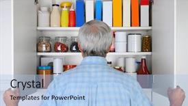  Presentation with pantry - Presentation with male looking into his pantry background and a light blue colored foreground
