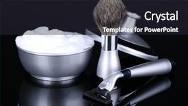  Presentation with shaving - Cool new PPT theme with male luxury shaving kit isolated backdrop and a wine colored foreground