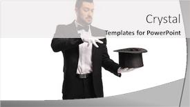  Presentation with top hat - Colorful PPT layouts enhanced with male-magician-performing-a-trick backdrop and a white colored foreground