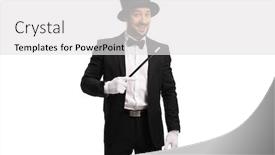  Presentation with magic wand - Colorful theme enhanced with male-magician-standing backdrop and a white colored foreground