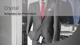  Presentation with mannequin - Slide deck with male-mannequin-dressed-in-elegant background and a light gray colored foreground