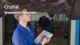  Presentation with engineering - Beautiful slide set featuring male mechanic under car preparing backdrop and a dark gray colored foreground