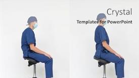  Presentation with posture - Amazing PPT theme having male-medical-professional-with-hunched backdrop and a white colored foreground