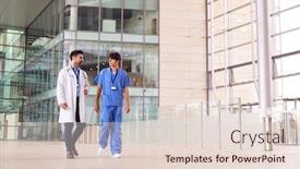  Presentation with modern building - Beautiful theme featuring male-medical-staff-talking backdrop and a lemonade colored foreground