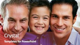  Presentation with 3 family member - Slide deck with male members of multi generation background and a red colored foreground