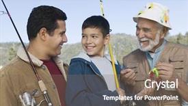  Presentation with members - Colorful presentation enhanced with male members of three generation backdrop and a gray colored foreground