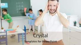  Presentation with aged paper - Cool new PPT theme with male middle-aged art teacher backdrop and a coral colored foreground