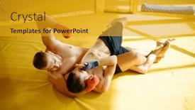  Presentation with mma - Presentation design consisting of male-mma-fighter-finishes background and a gold colored foreground